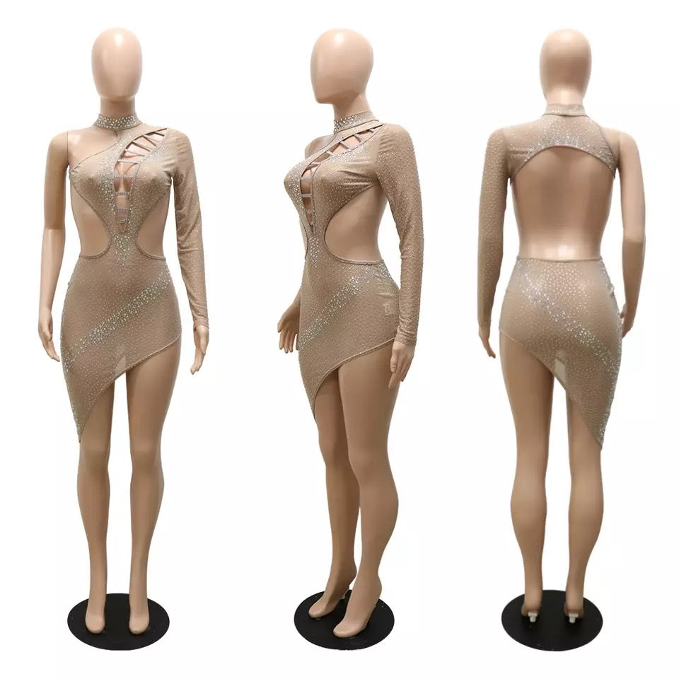 Skylar Crystal Dress (Nude)