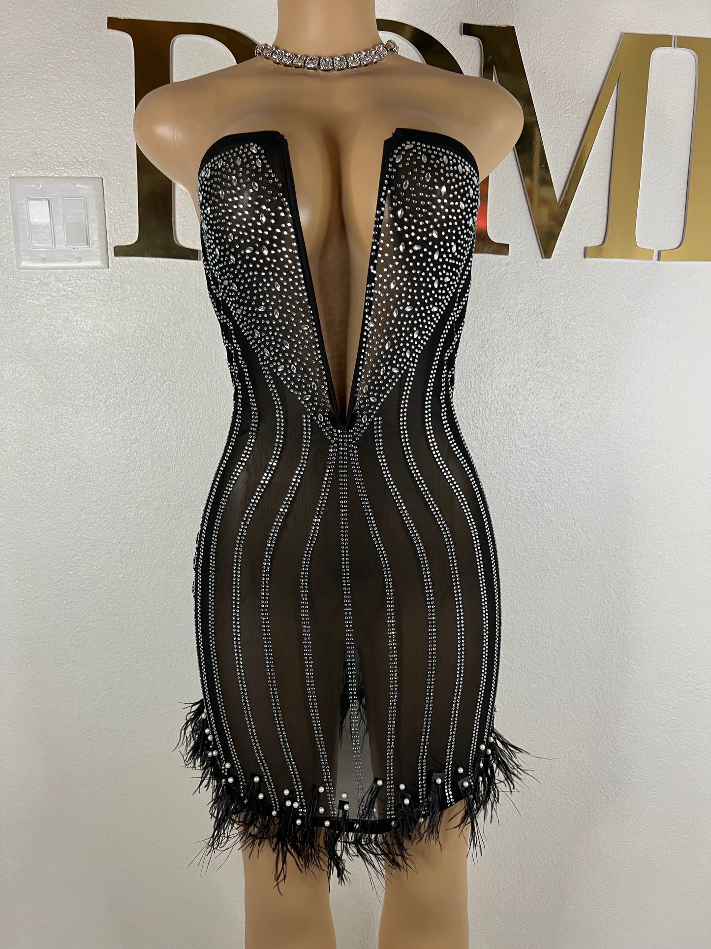 Elle Crystal Dress (Black)