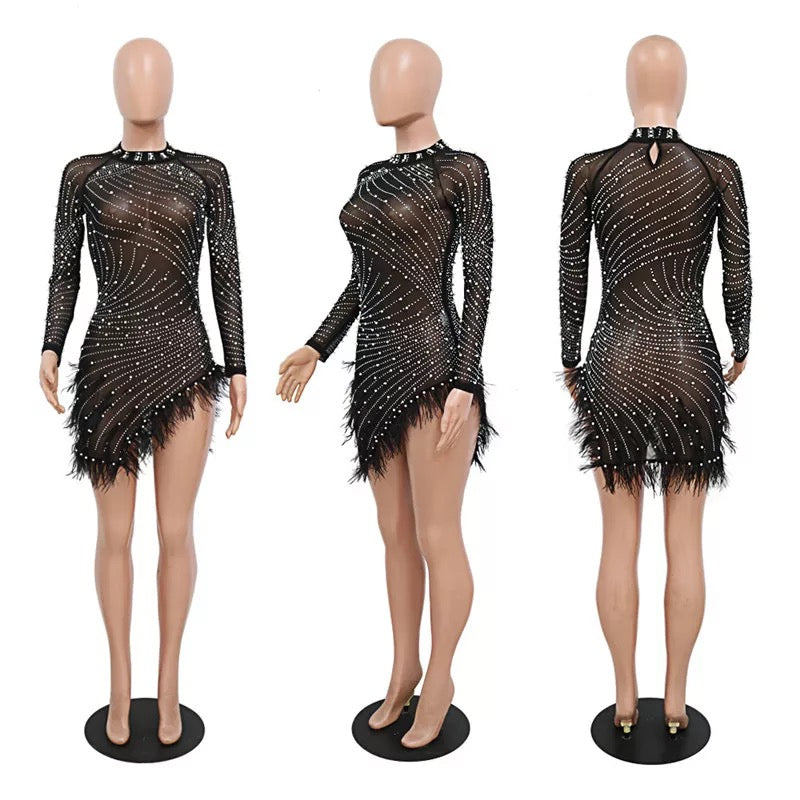 Ellie Feather Dress (Black)