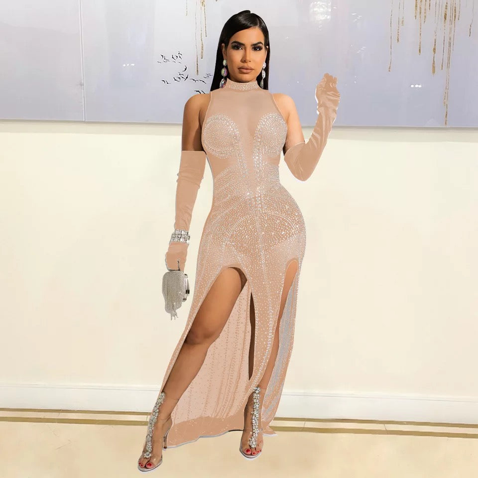 Athena Crystal Dress (Nude)