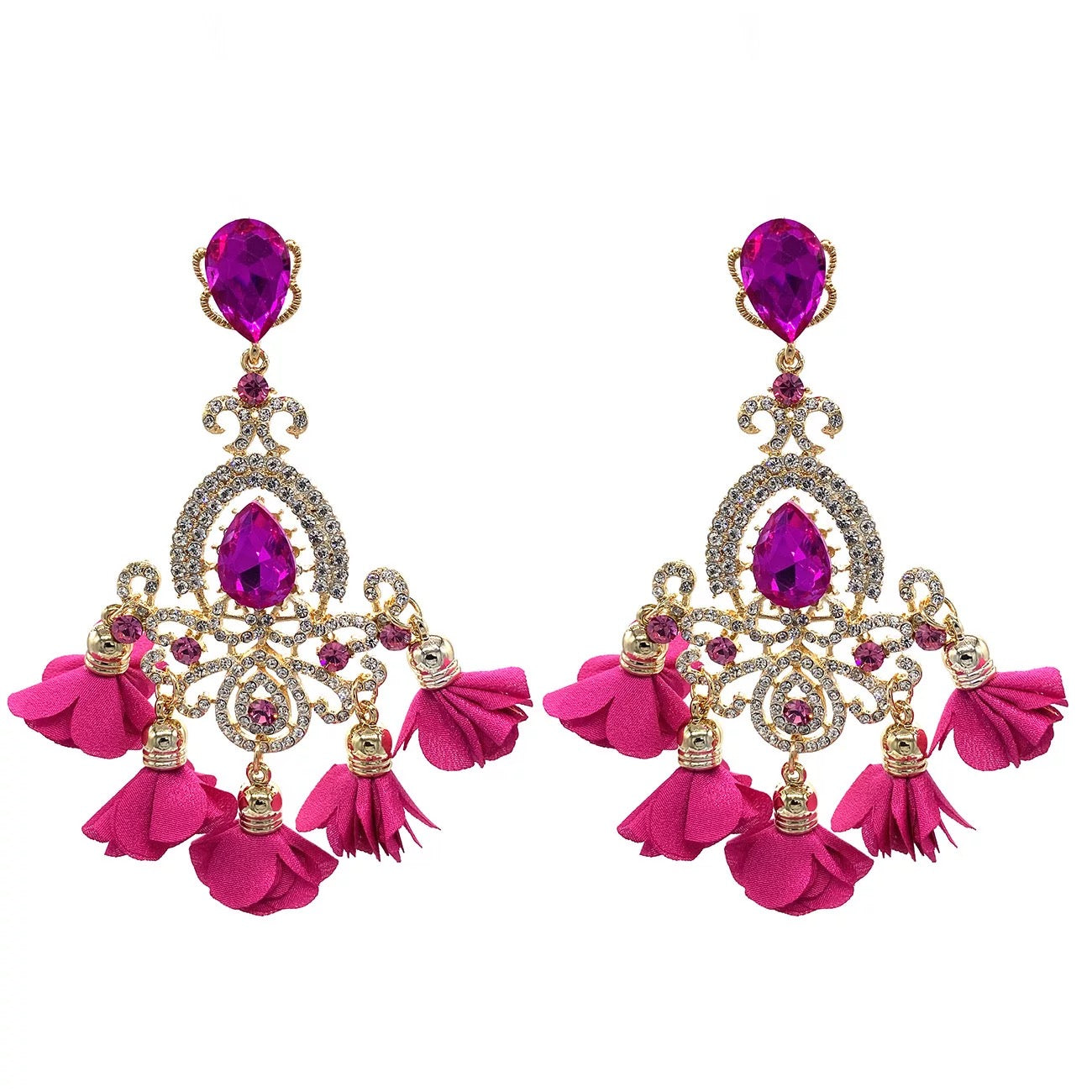 Prescilla Flower Earrings (Pink)