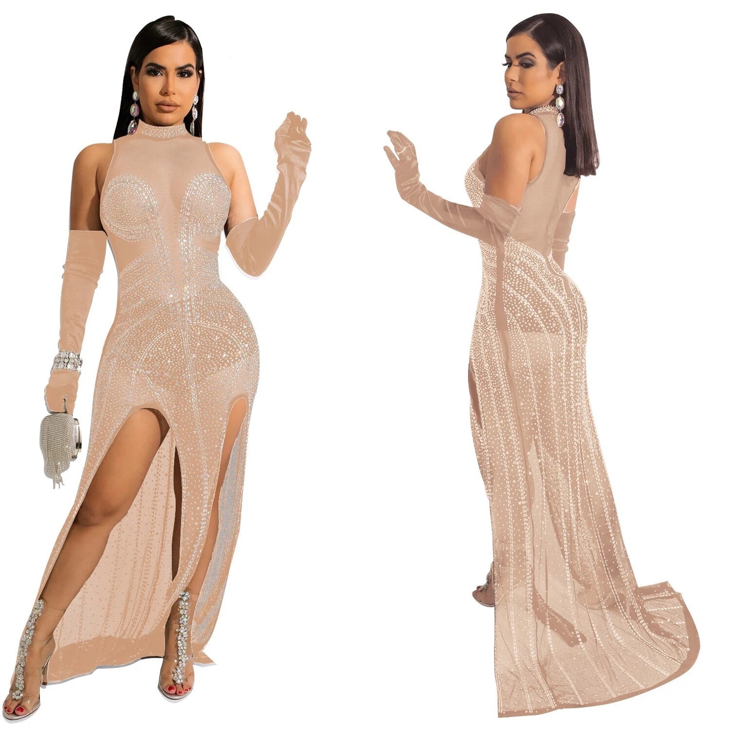 Athena Crystal Dress (Nude)