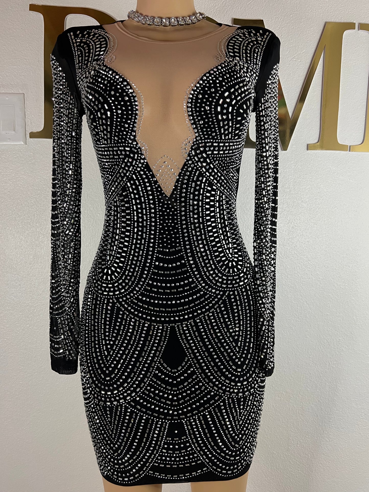 Julia Natalie Crystal Dress (Black)