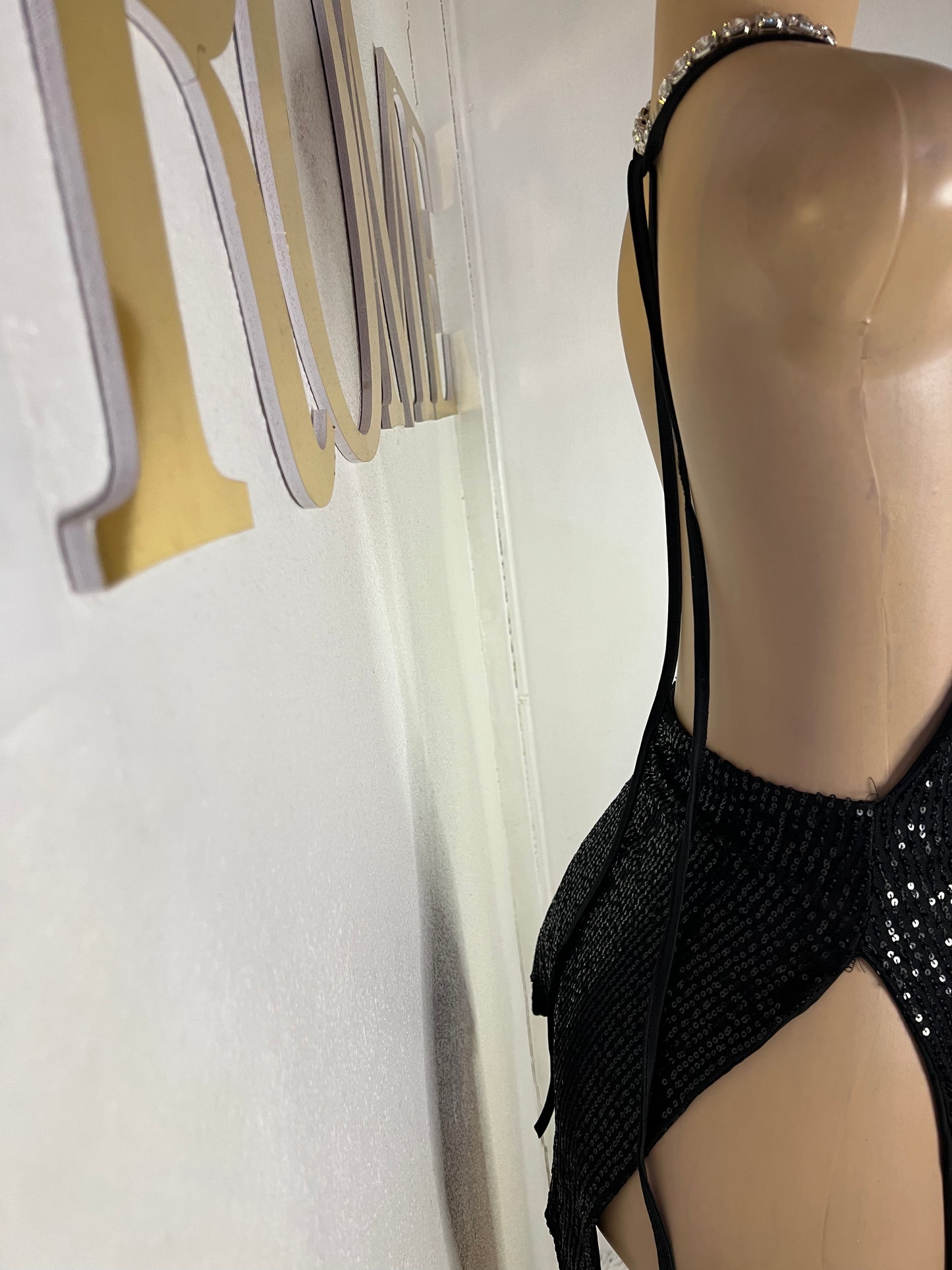 Kim Super Mini Backless Dress (Black)