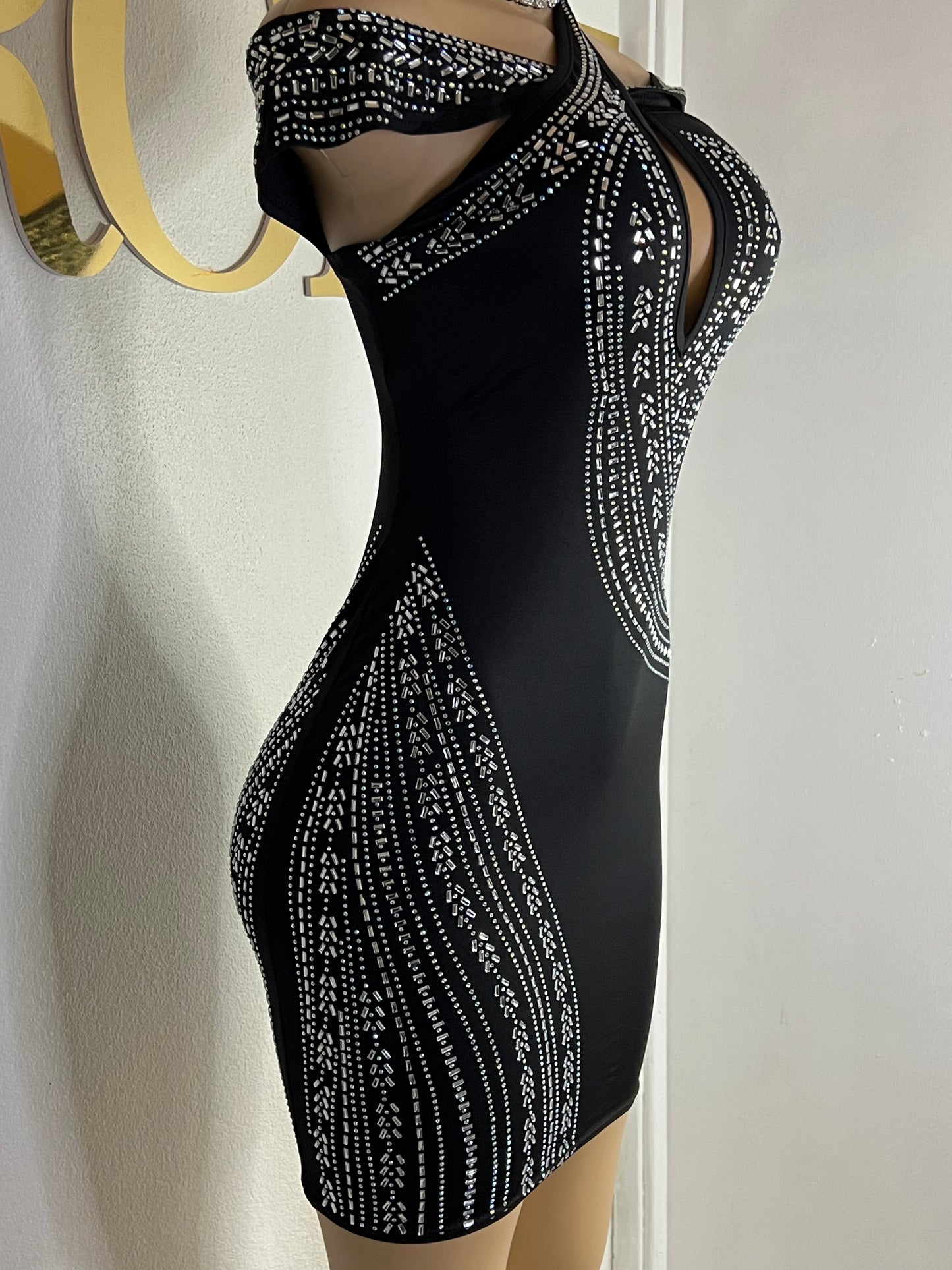 Ariel Colorful Crystal Dress (Black)