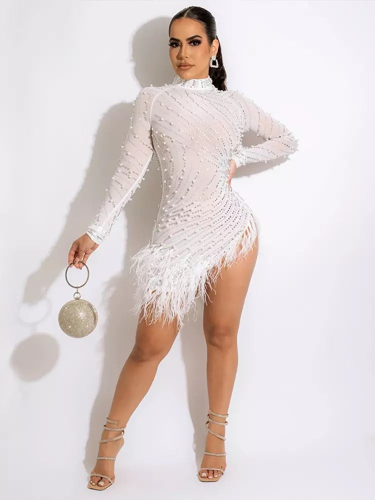 Ellie Feather Dress (White)