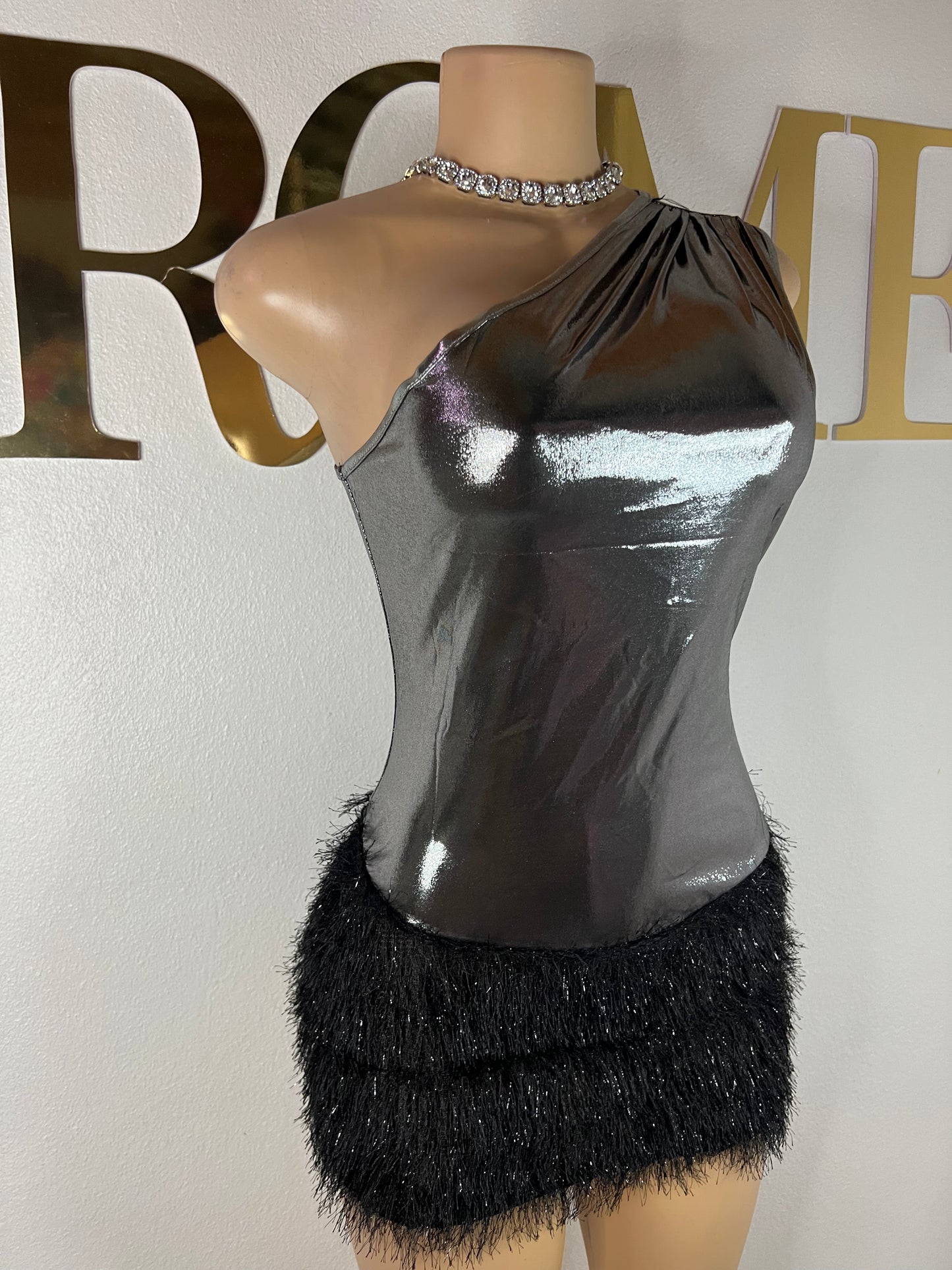 Iris Fringe Mini Dress (Grey)