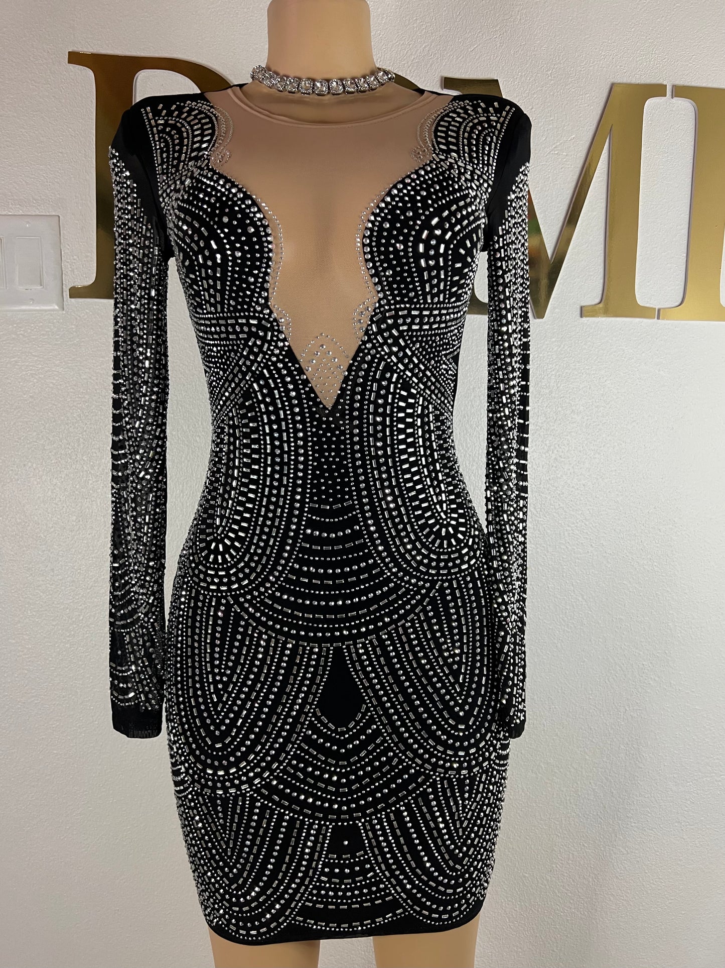 Julia Natalie Crystal Dress (Black)