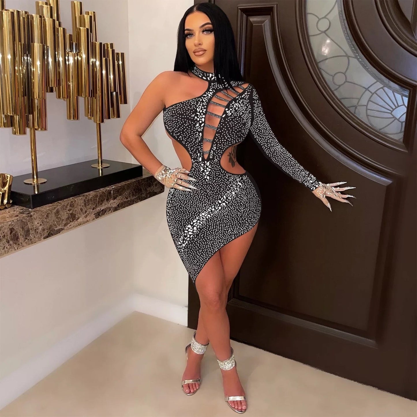 Skylar Crystal Dress (Nude)