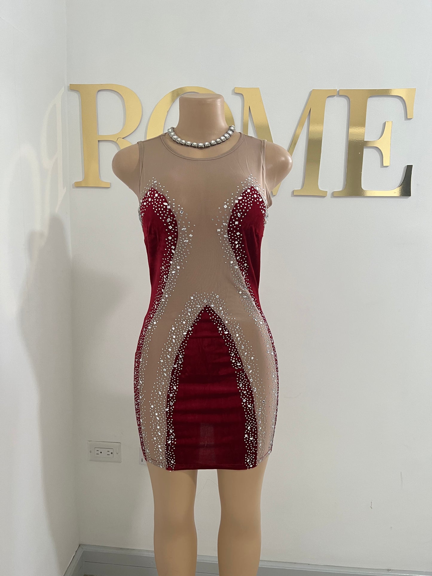 Eve Velvet Dress (Burgundy)