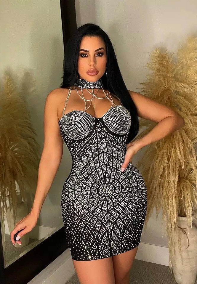 Elise Crystal 2 pcs Dress (Black)