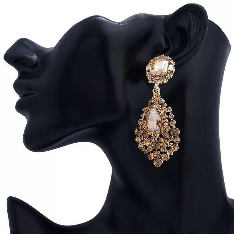 Carey Crystal Earrings (Gold)