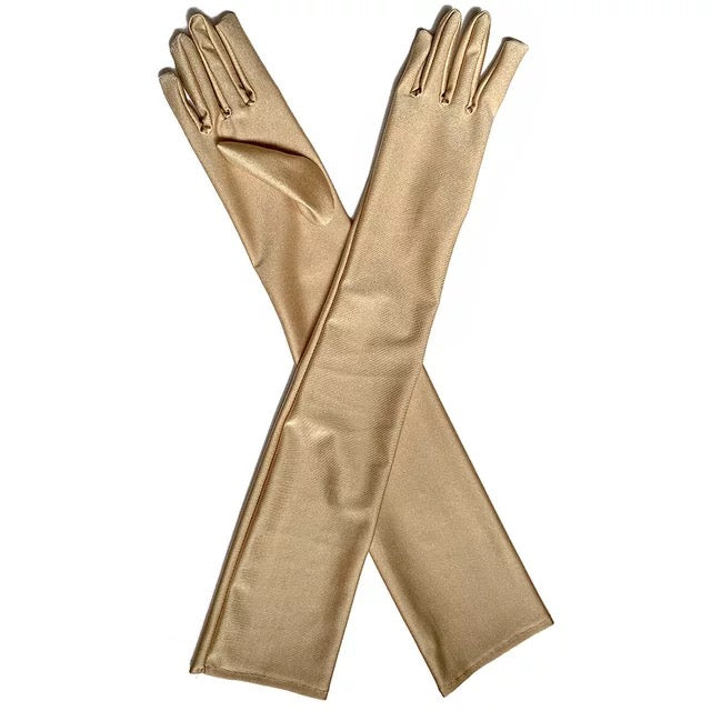 Long Satin Gloves (Champagne)