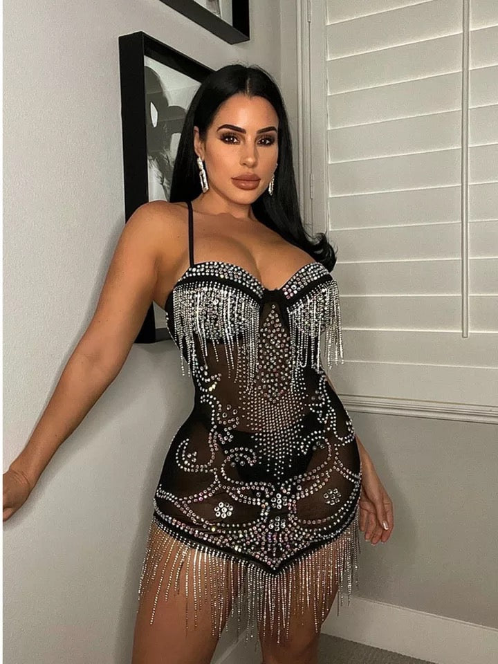 Lola Crystal Dress (Black)