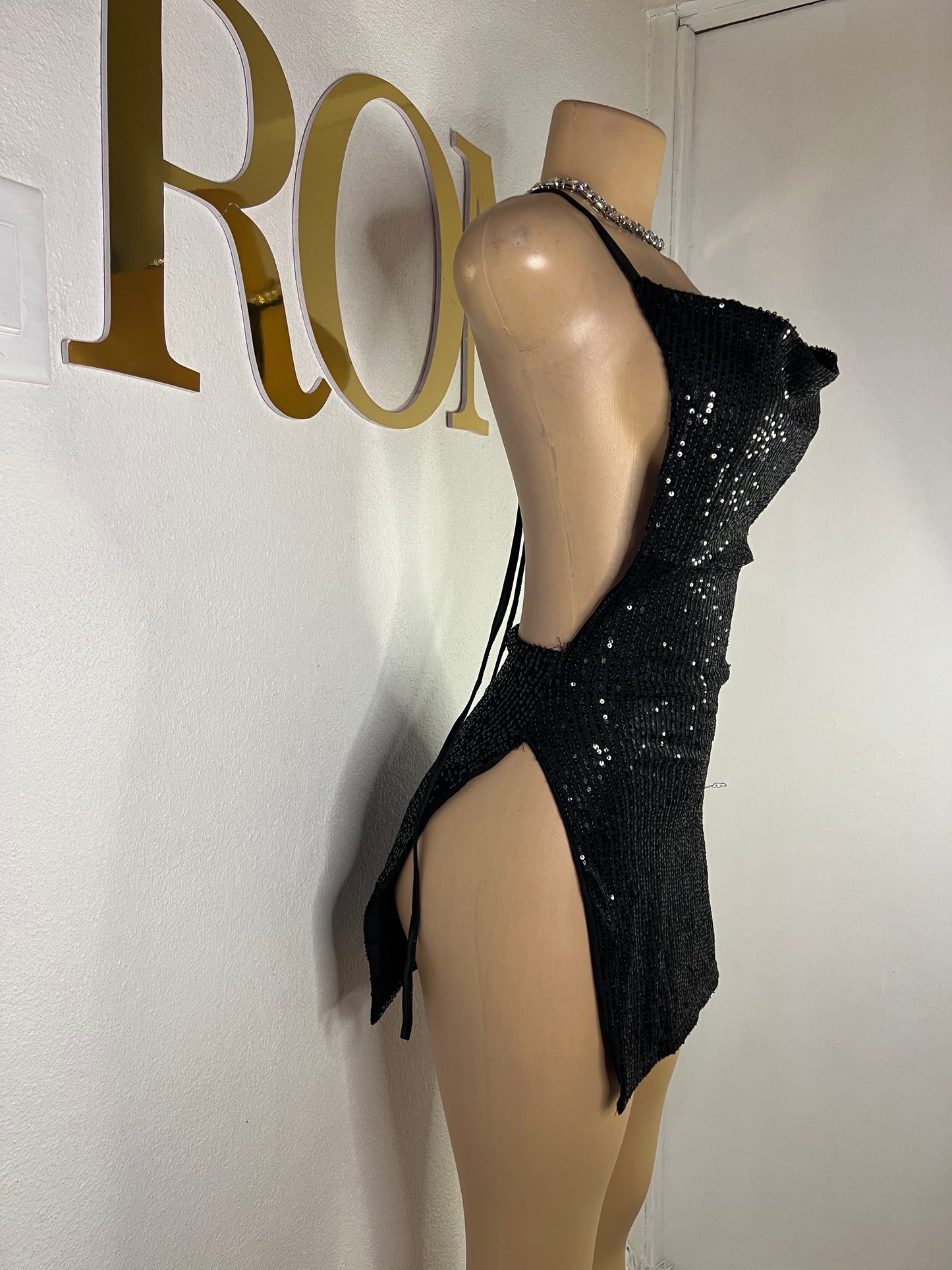 Kim Super Mini Backless Dress (Black)