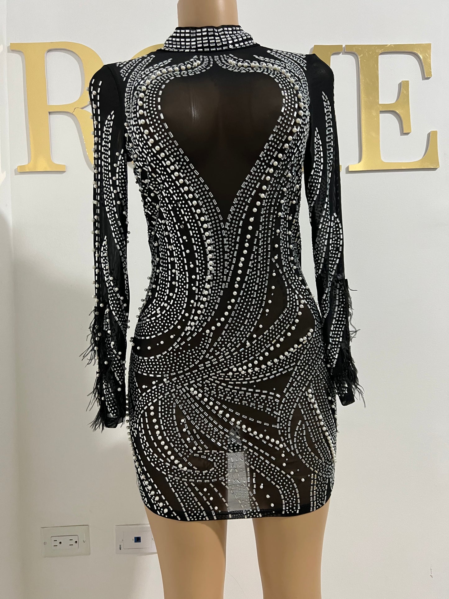 Jackie Pearl Crystal Dress (Black)