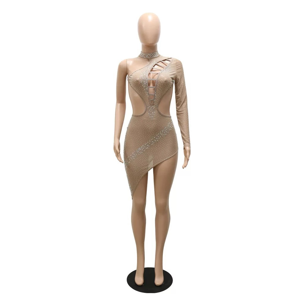 Skylar Crystal Dress (Nude)