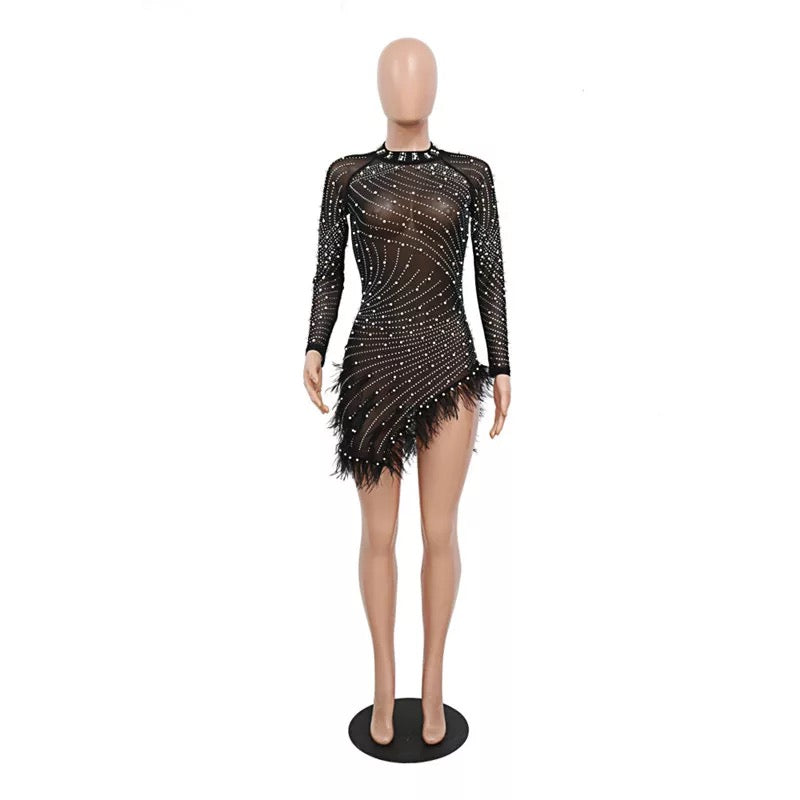 Ellie Feather Dress (Black)