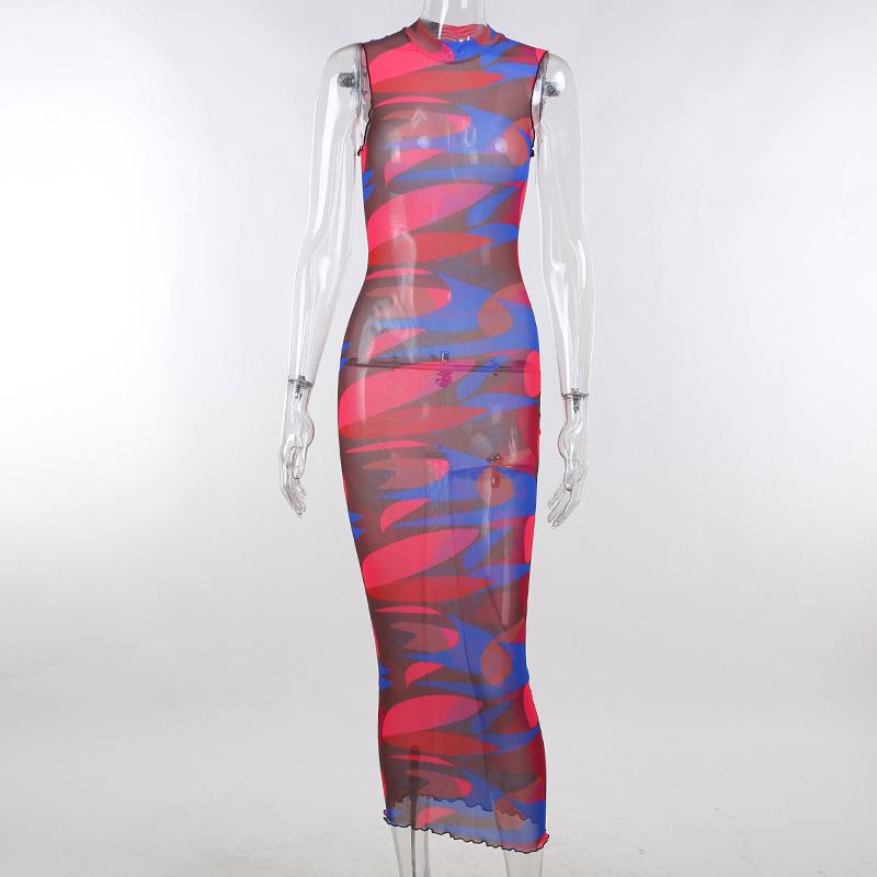 Strawberry Swirl Mesh Dress