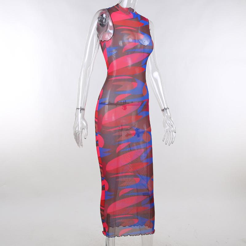 Strawberry Swirl Mesh Dress