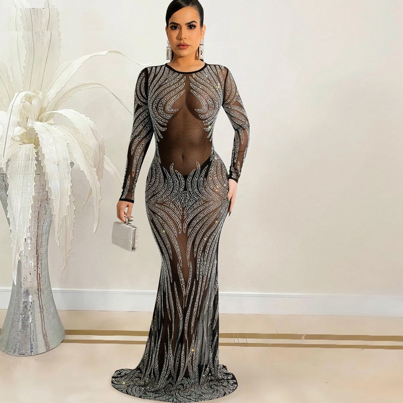 Crystal Swan Dress (Black)