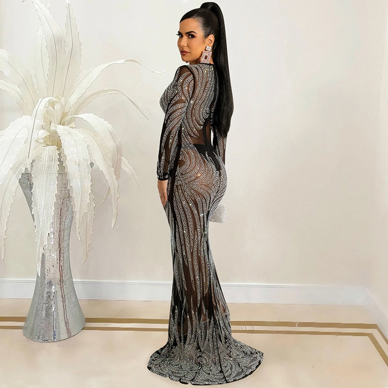 Crystal Swan Dress (Black)