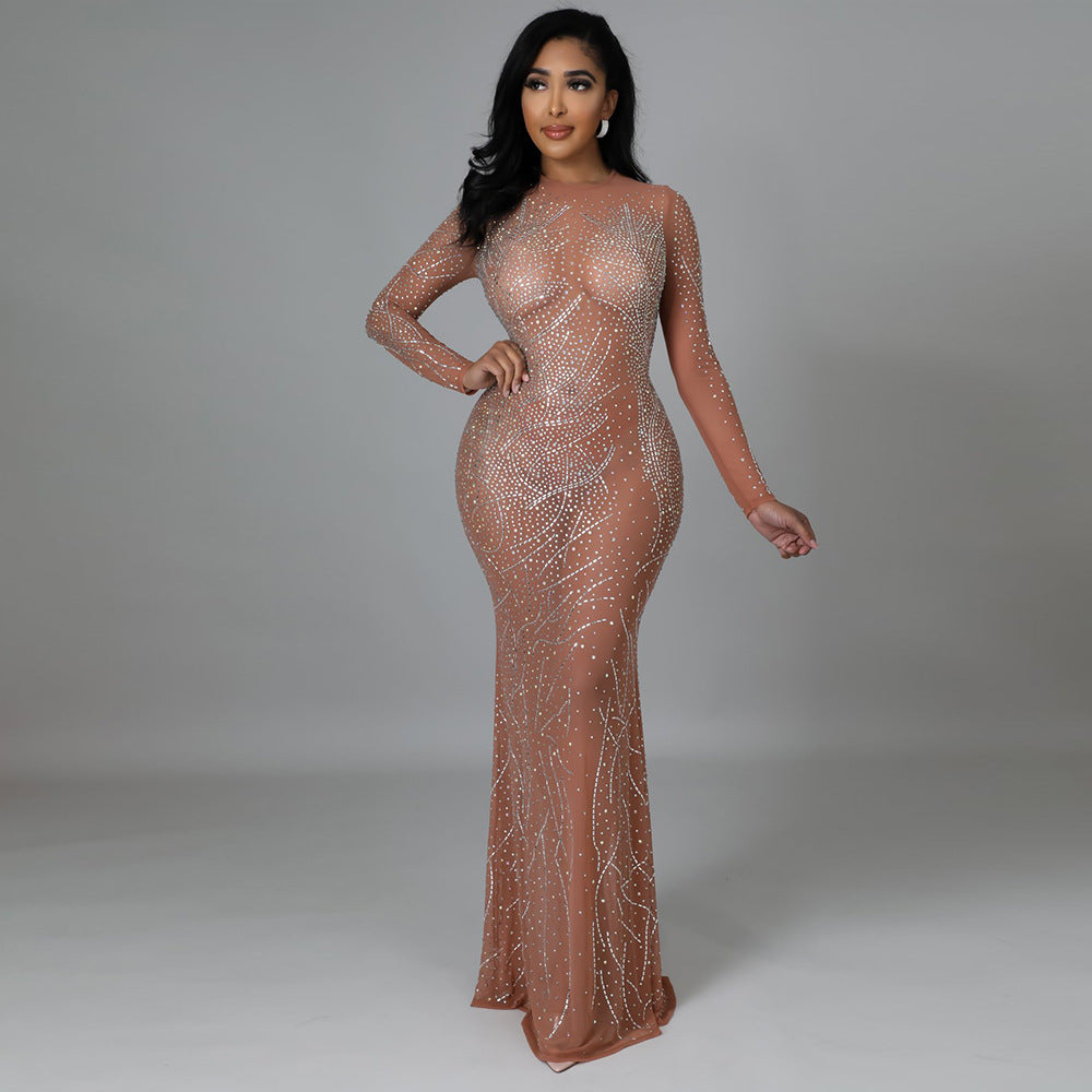 Winter Crystal Dress (Beige-Nude) Rome Fashion House Winter Crystal Dress (Beige-Nude) Rome Fashion House