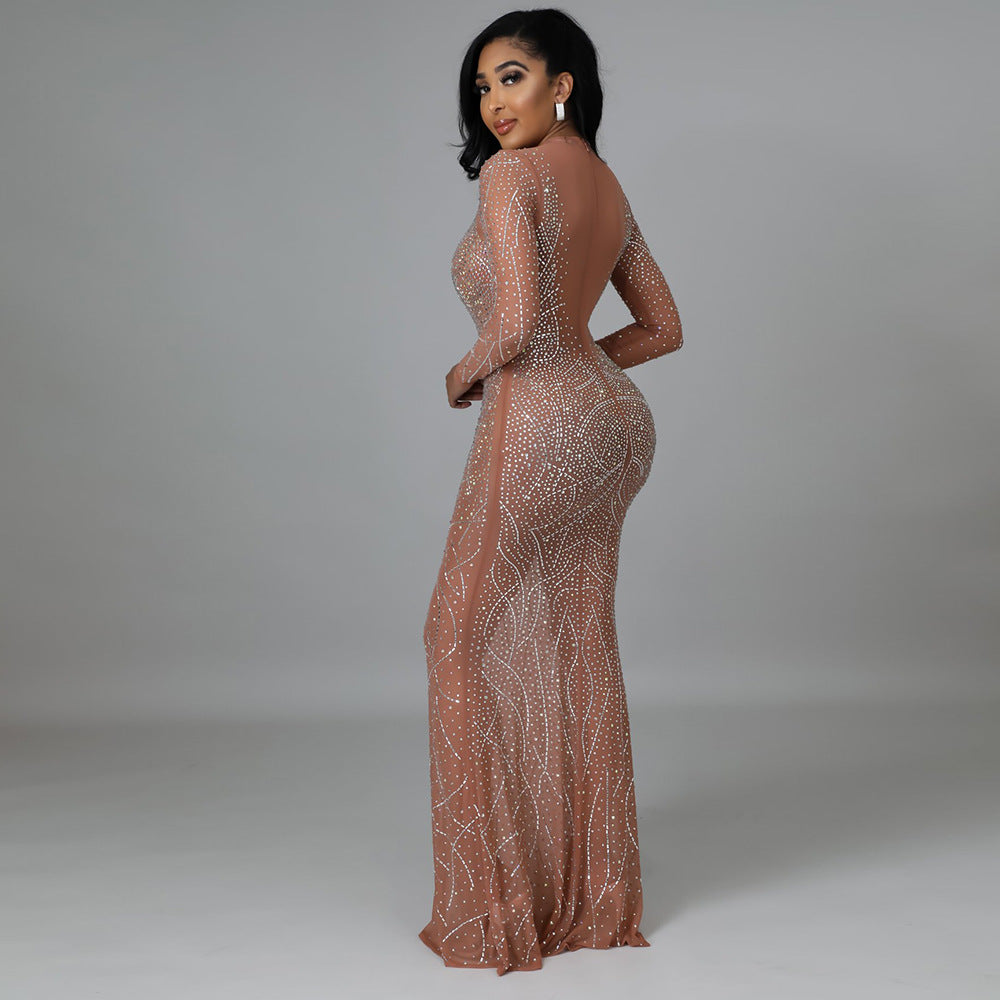 Winter Crystal Dress (Beige-Nude)