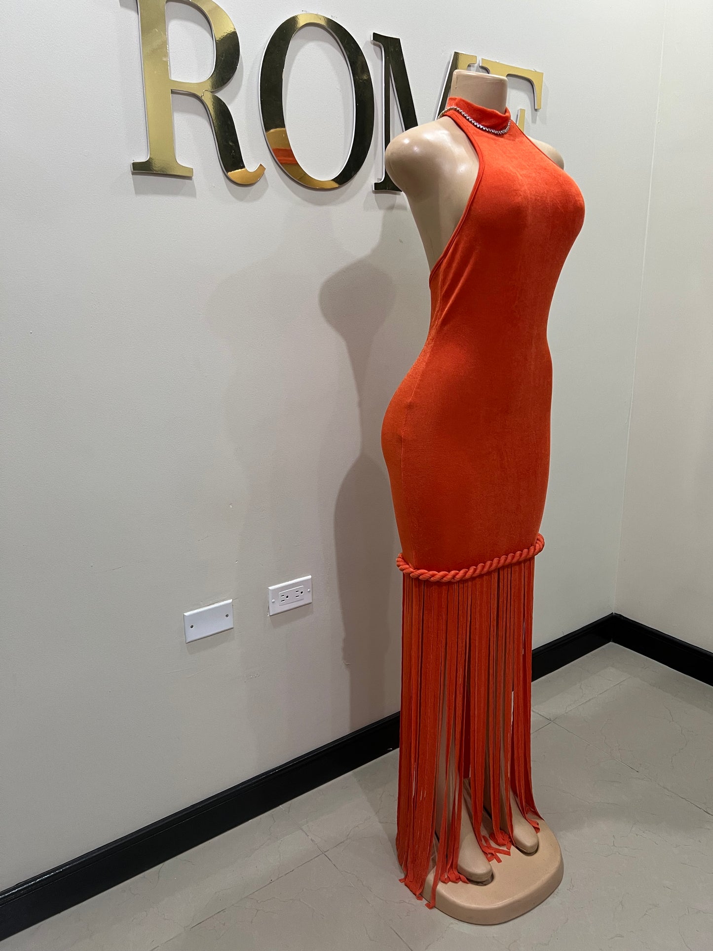 Alice Fringe Rope Dress (Orange)