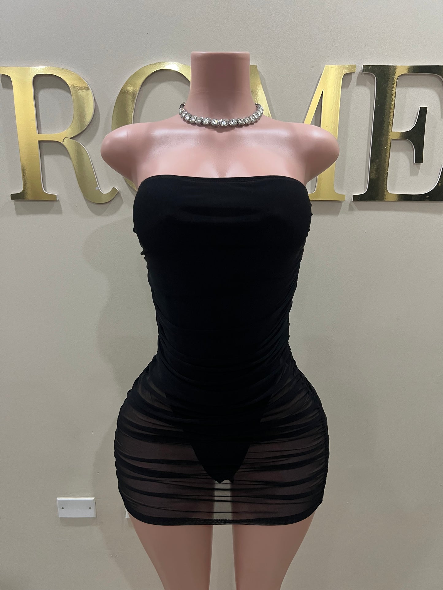 Asia Vibe Bodysuit Dress (Black)