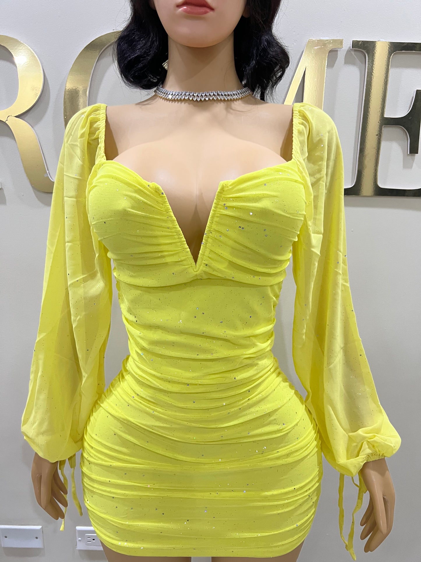 Aubrey Sprinkles Mesh Dress (Yellow)