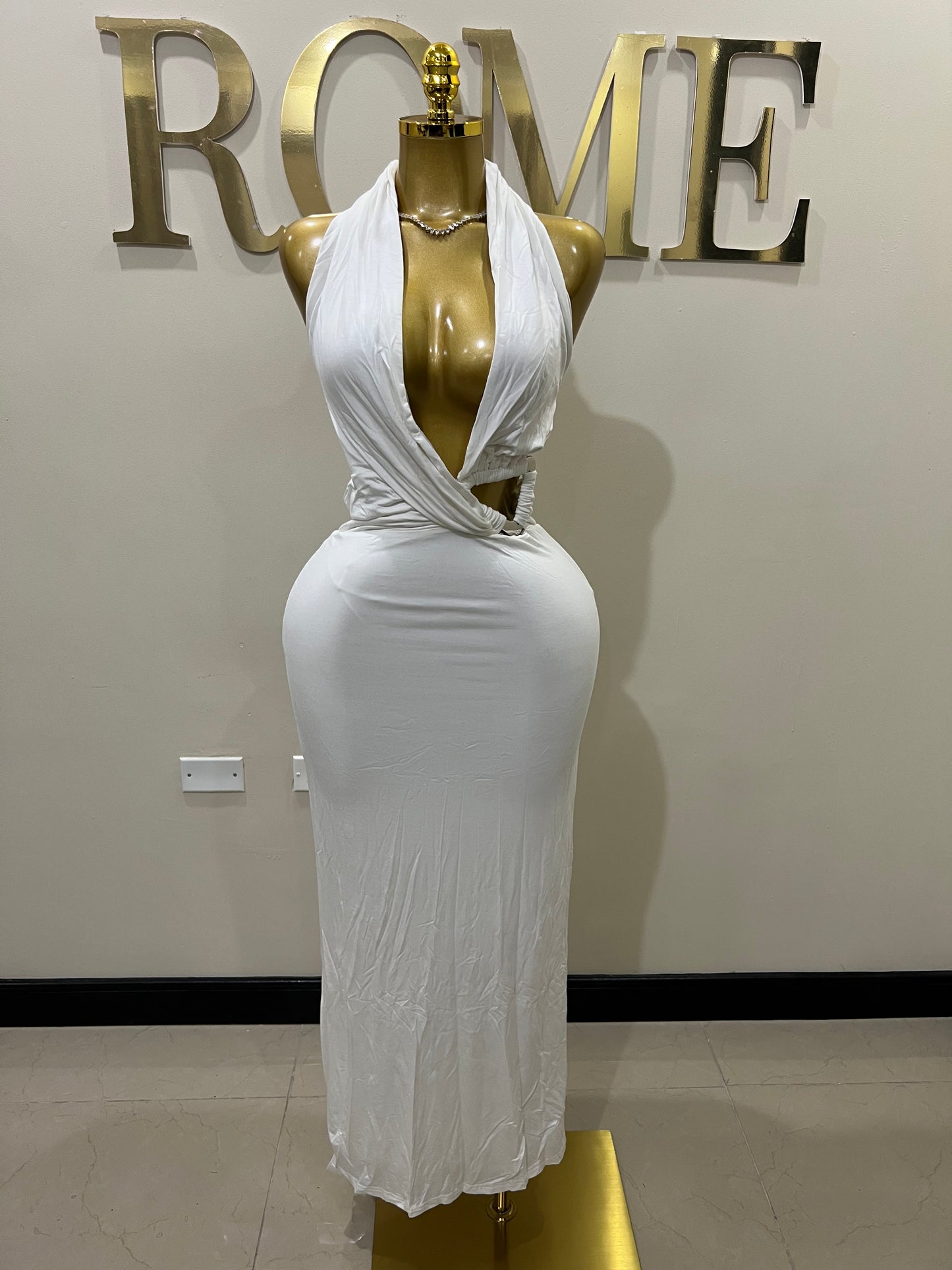 Deep Angle Dress (White)