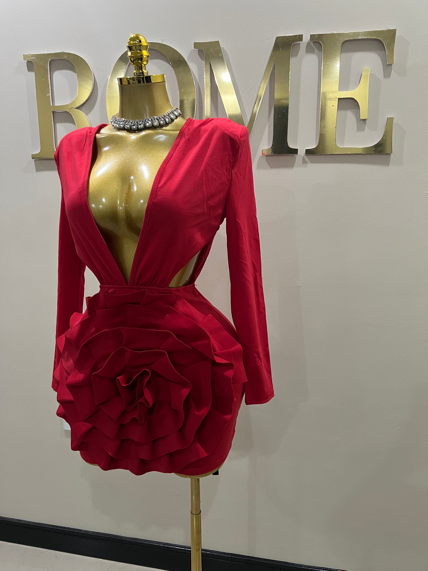 Camila Slay Flower Dress (Red)