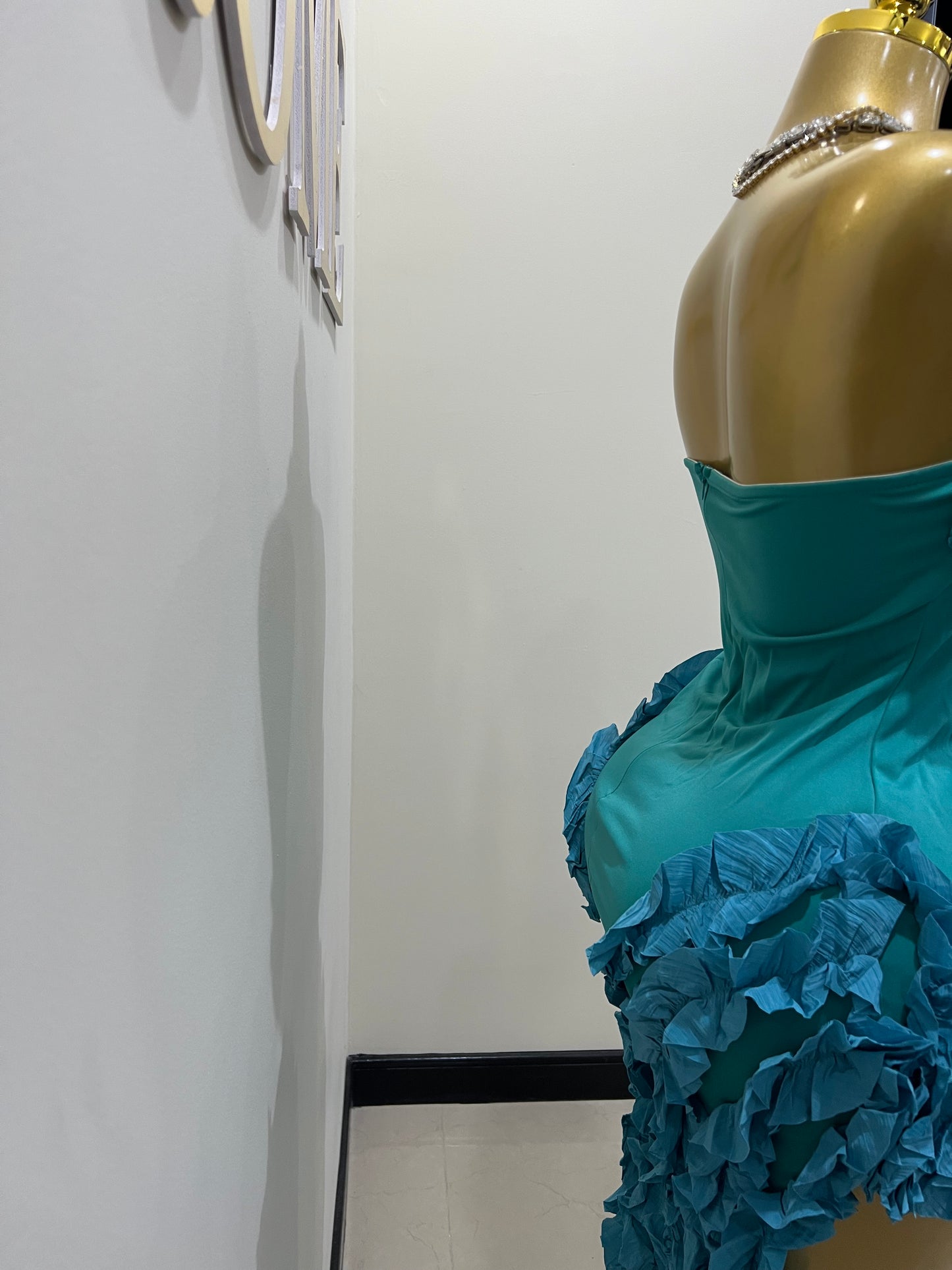 Kate Rouched Mini Dress (Teal Blue)
