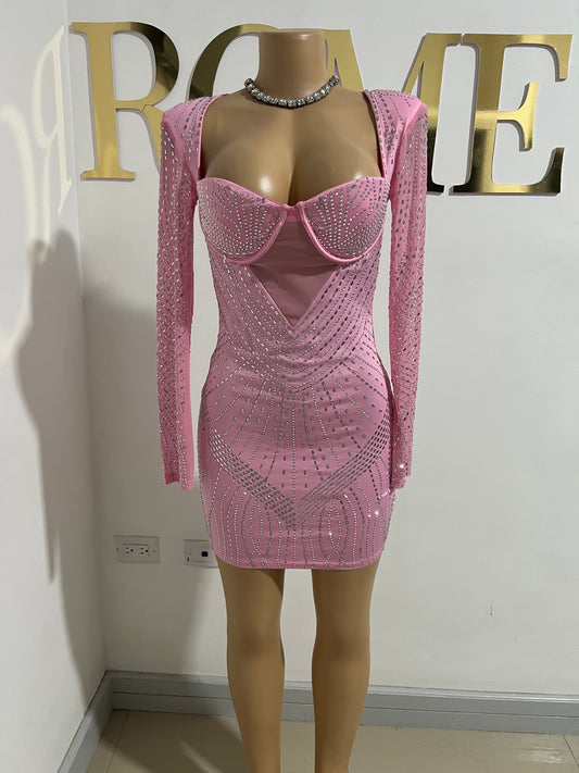 Helix Medusa Crystal Dress (Light-Pink)