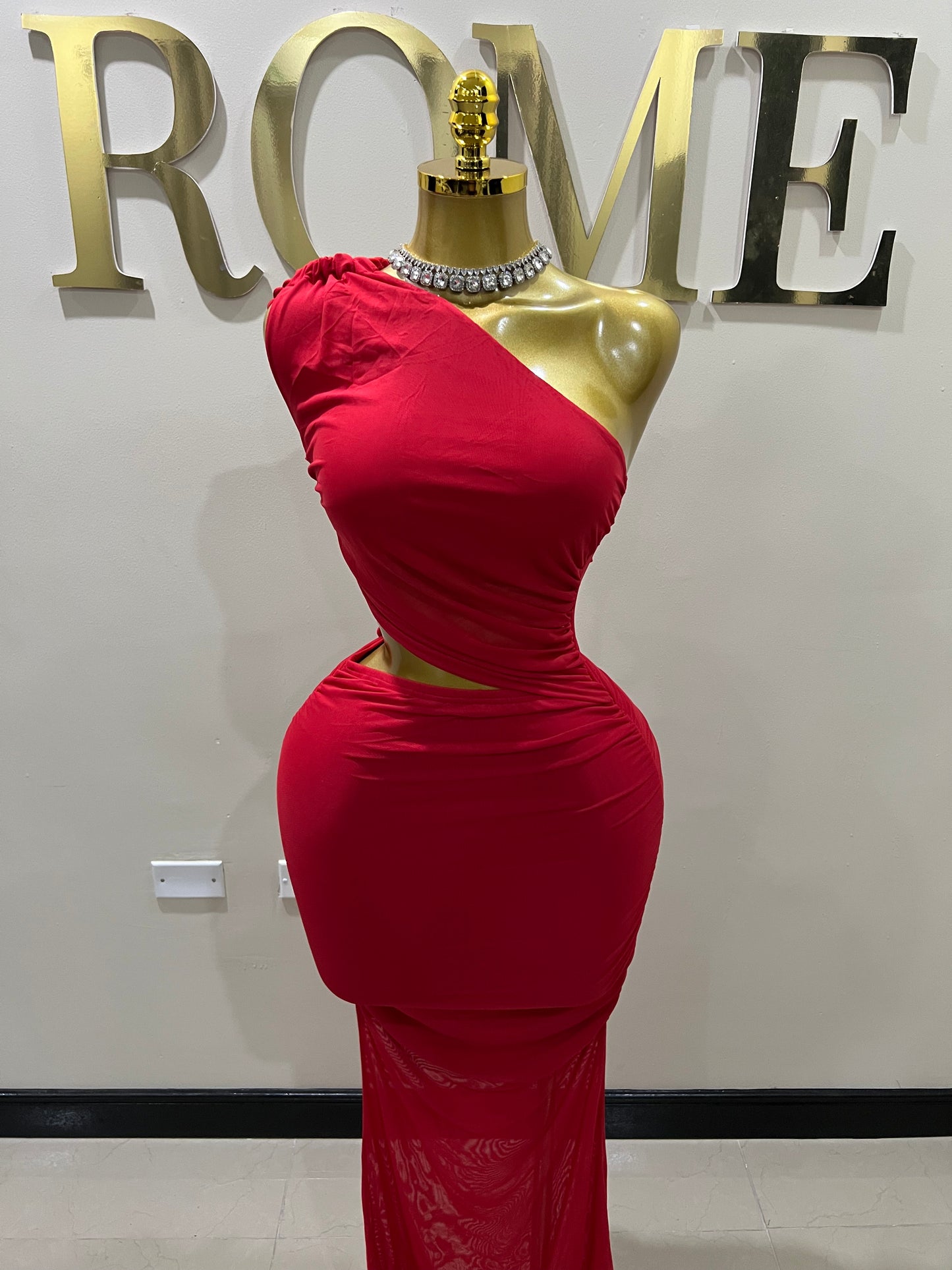 Emma Giselle Mesh Rope Dress (Red)