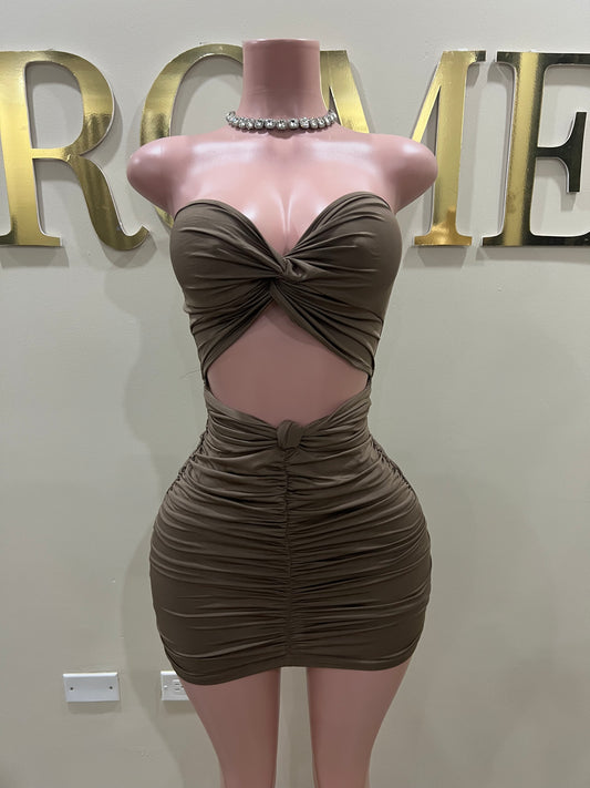 Emily Tie Dress (Brown)