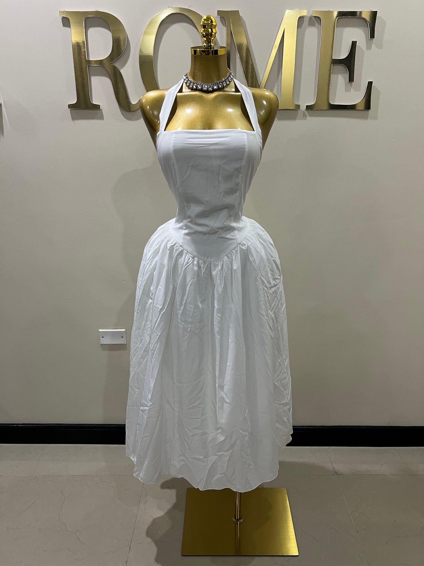 Diana Halter Dress (White)