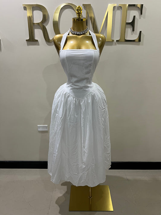 Diana Halter Dress (White)