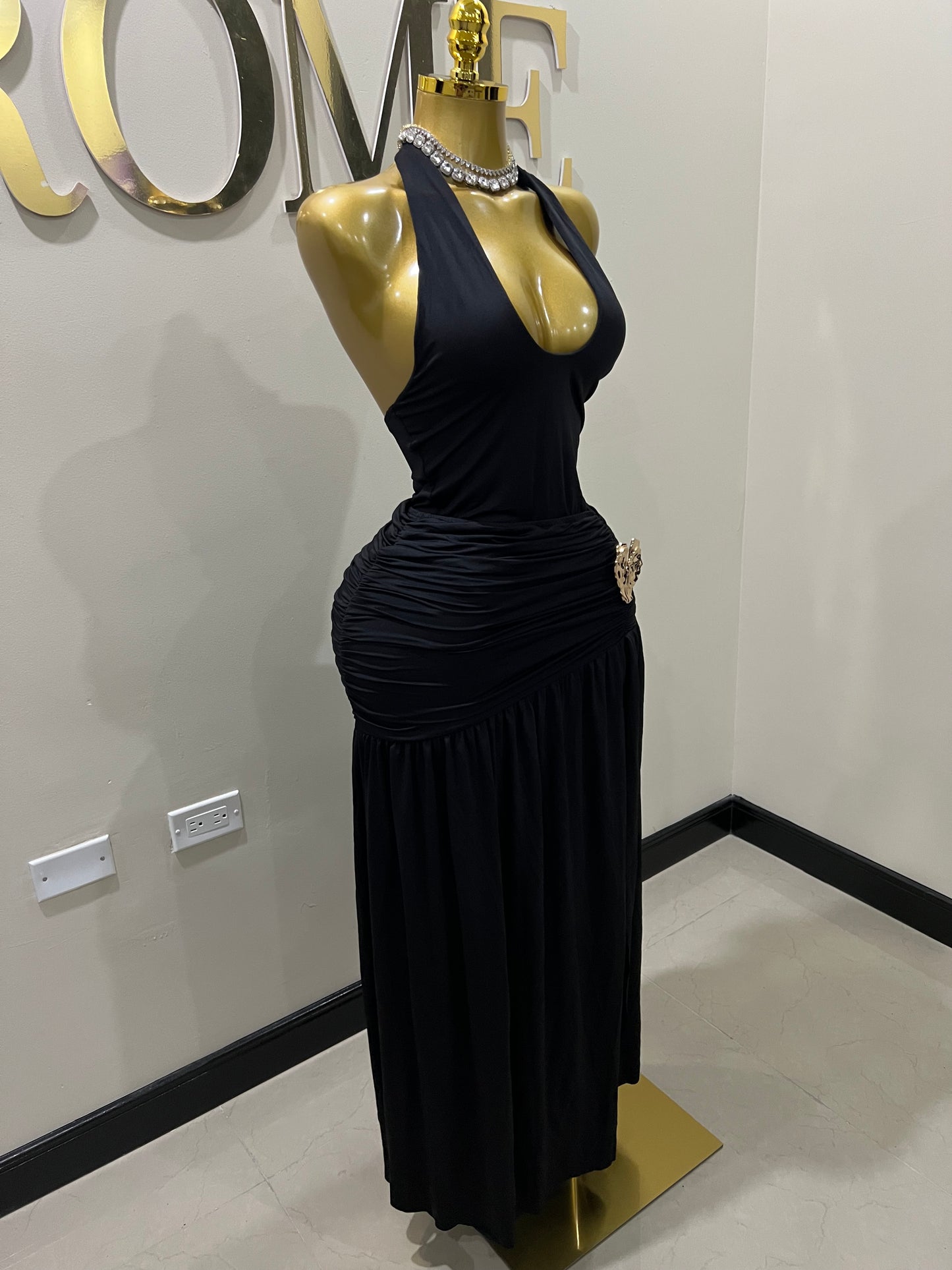 Nara Petal 2 Pcs Bodysuit & Skirt Set (Black)