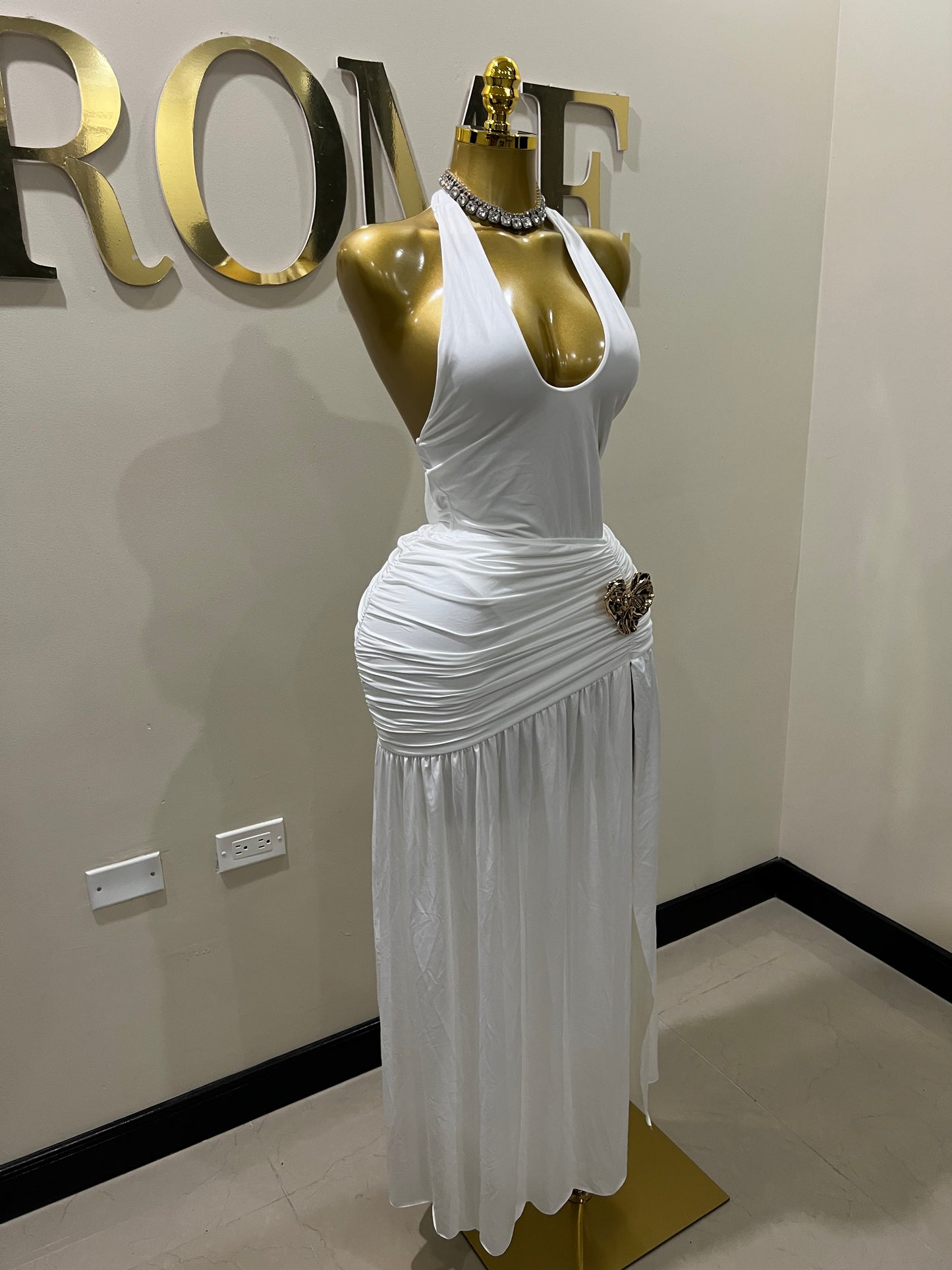 Nara Petal 2 Pcs Bodysuit & Skirt Set (White)