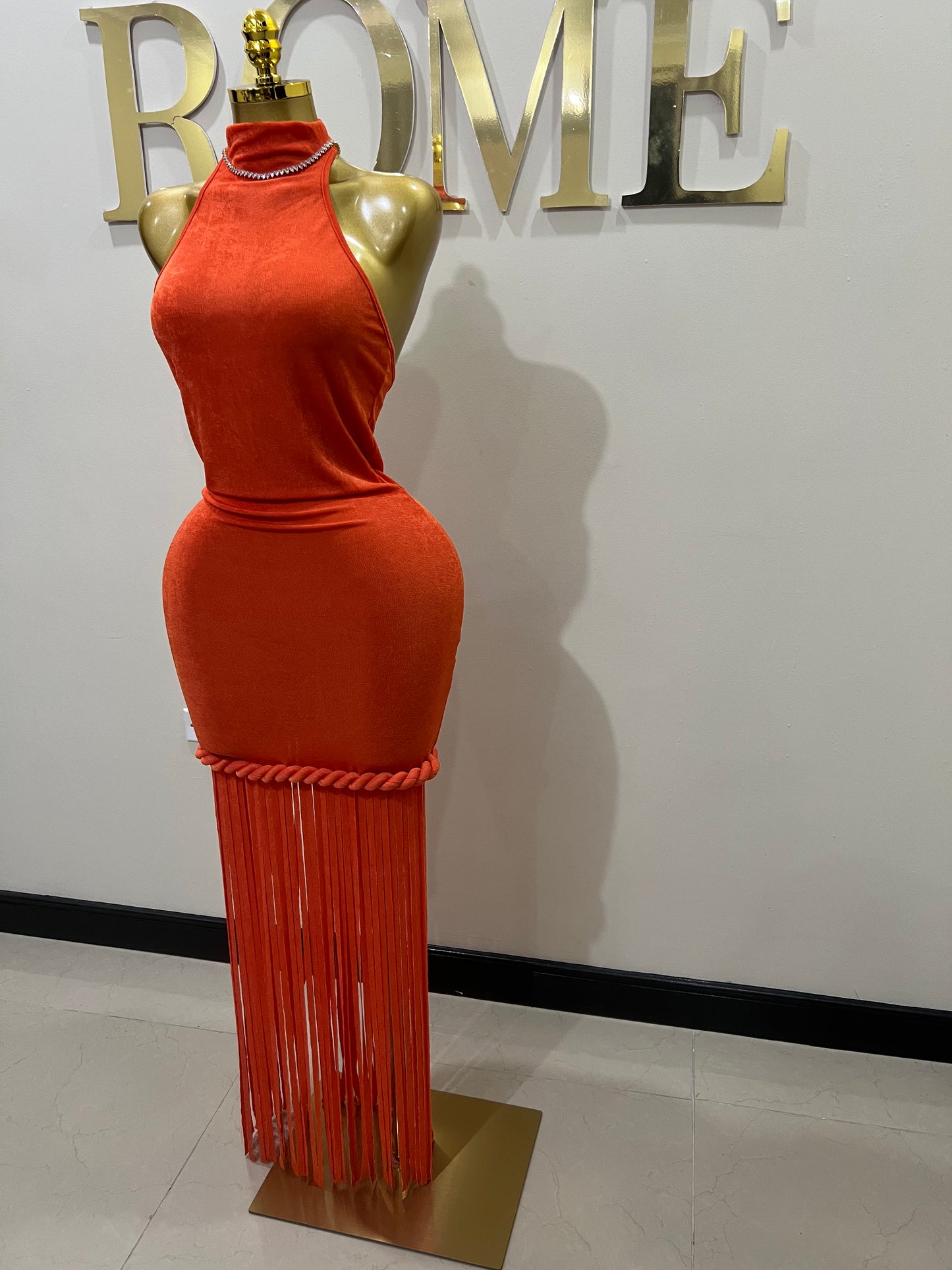Alice Fringe Rope Dress (Orange)