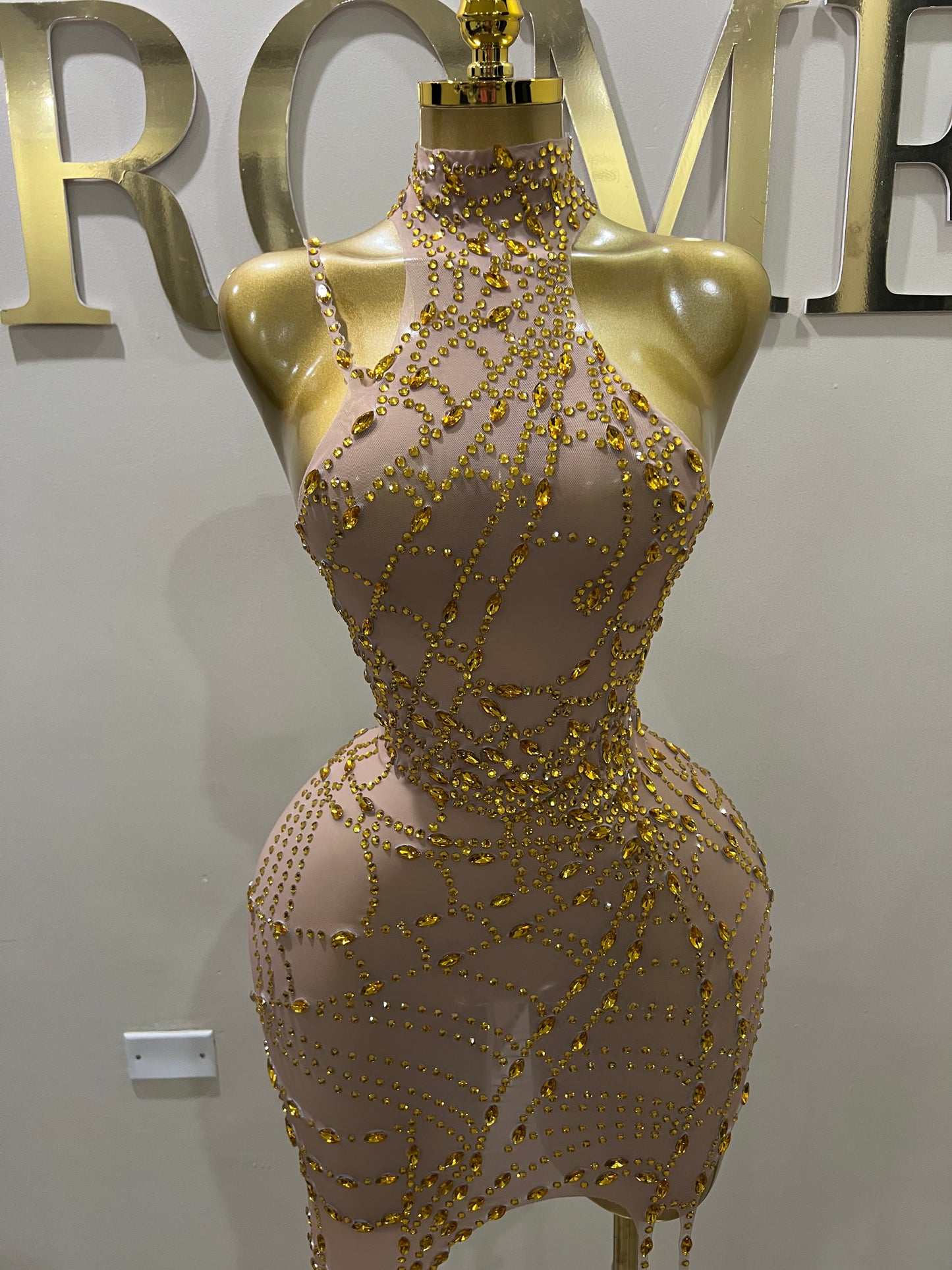 Charlotte’s Web Gemstone Mesh Dress (Gold)