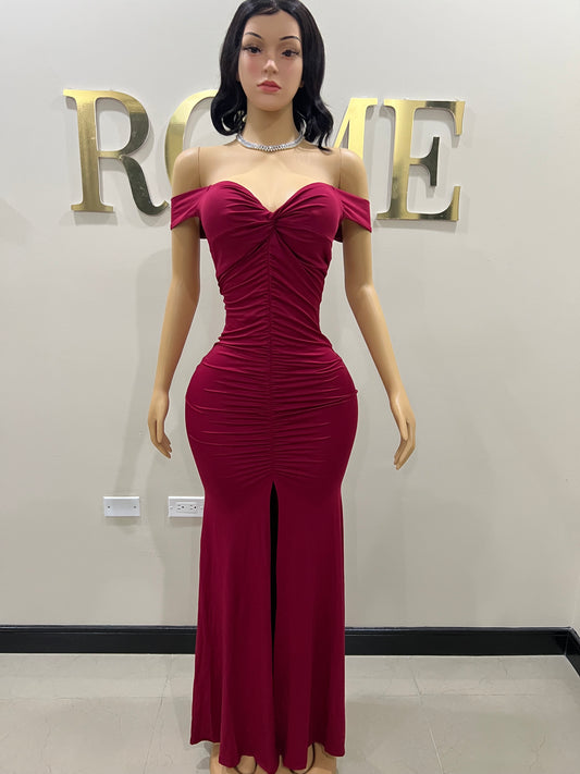 Kerry Elle Train Dress (Burgundy)