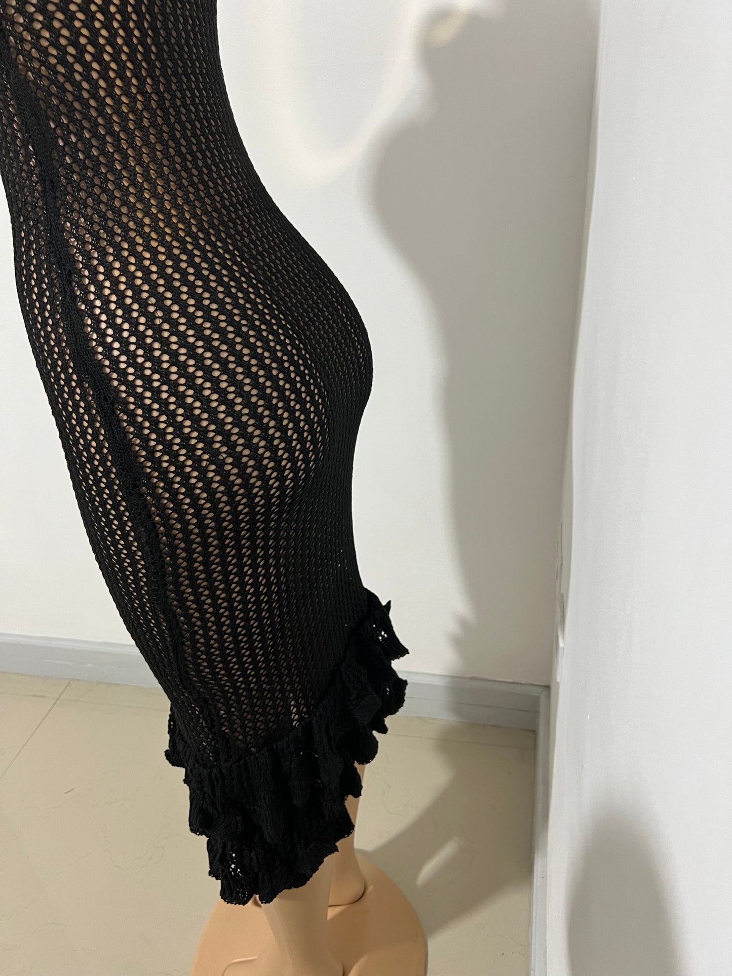 Azalea Crochet Long Dress (Black)