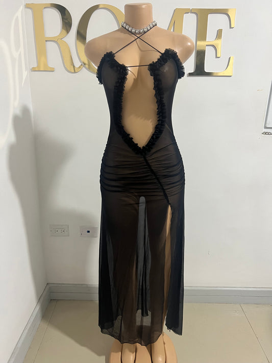 Mila Vibe Sheer Dress (Black)
