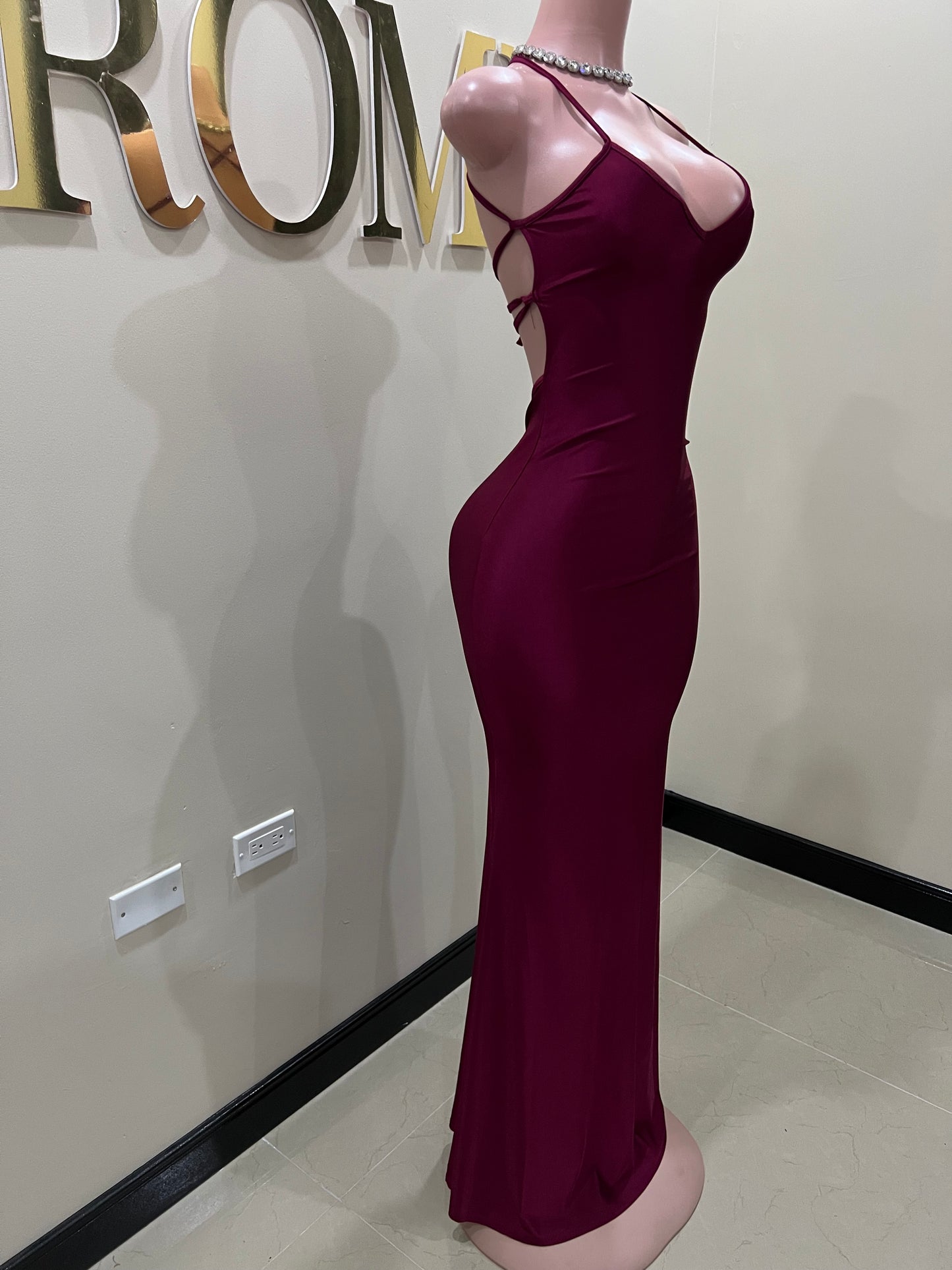 Kerry Strappy Dress (Burgundy)