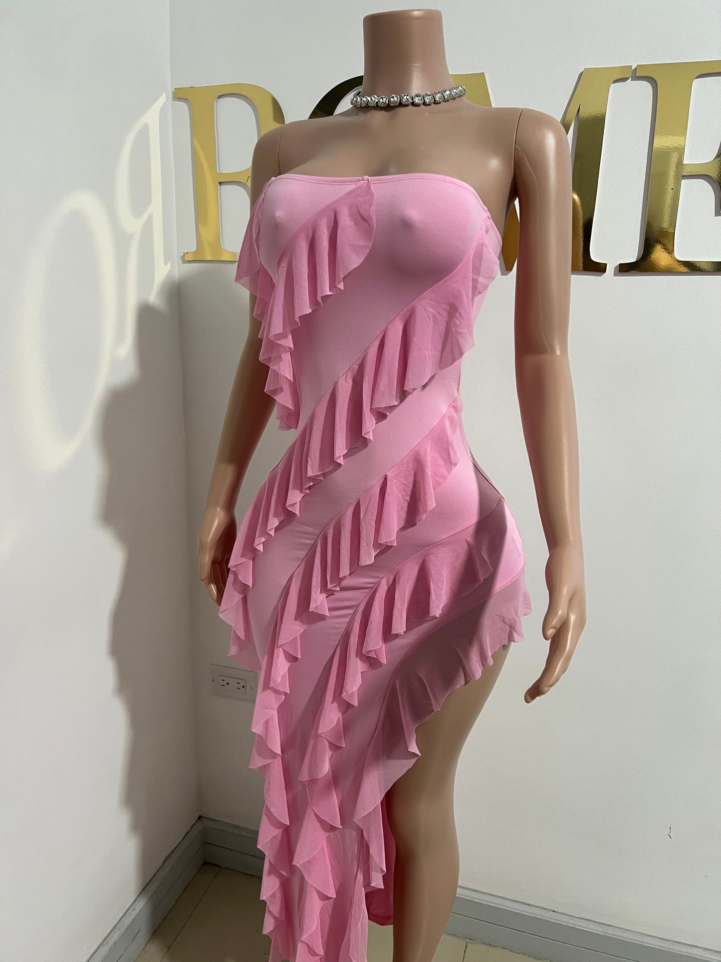 Chelsea Ruffle Dress (Pink)