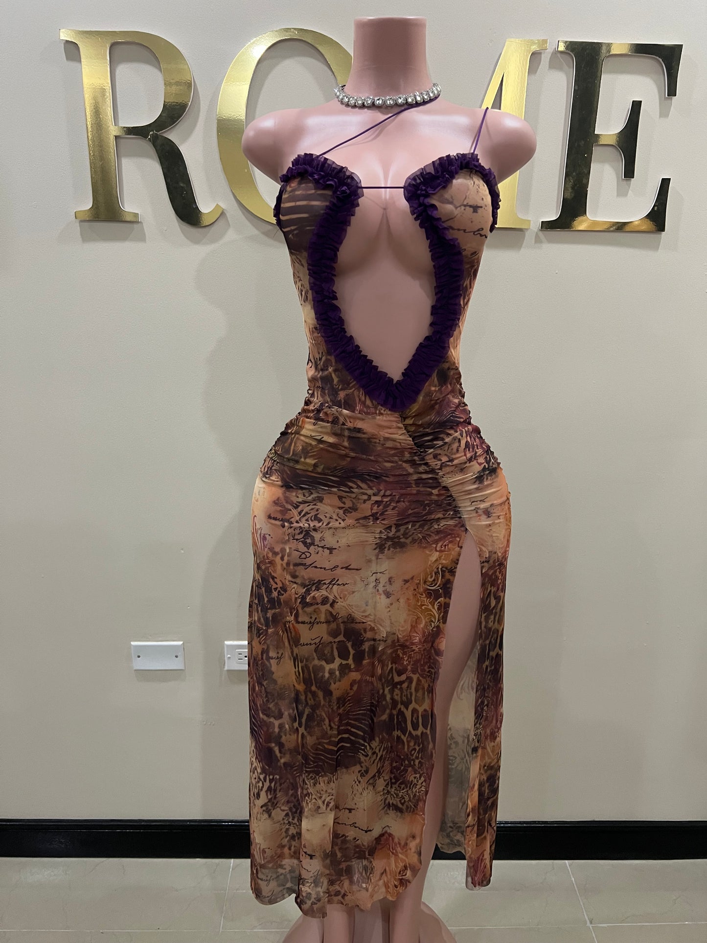 Mila Vibe Sheer Dress (Brown - Multi Colored 2)