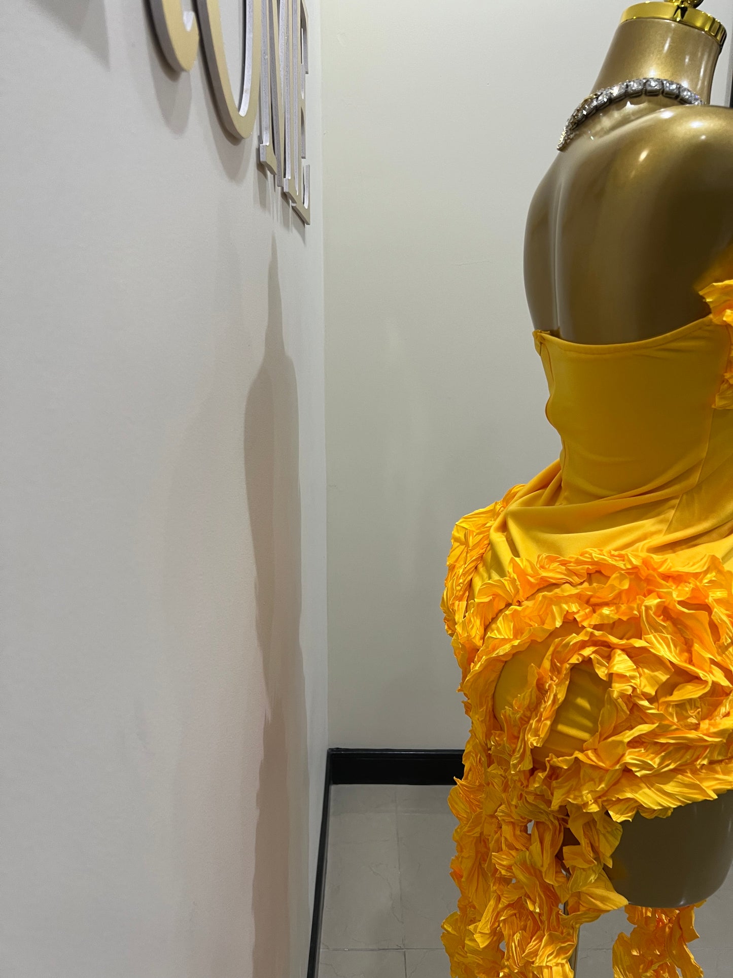 Kate Rouched Mini Dress (Yellow)